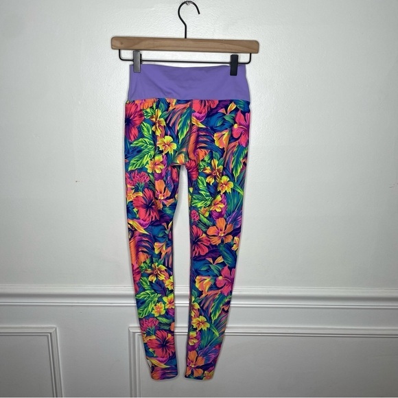 MOHIKU Hawaiian Floral Print Vibrant Color Leggings Womens M - Picture 7 of 7
